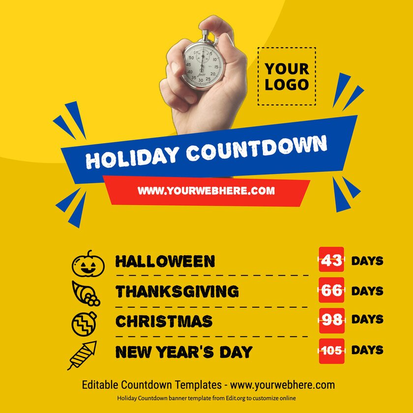 Holidays Countdown numbers on a poster to edit online