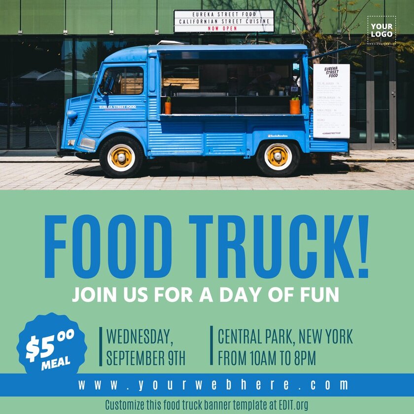 Aanpasbare food truck template voor banners en flyers