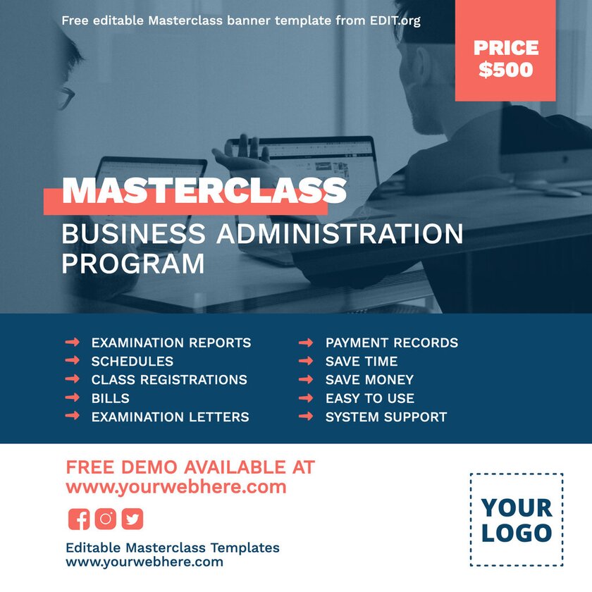 Make a Business Masterclass banner to edit and print