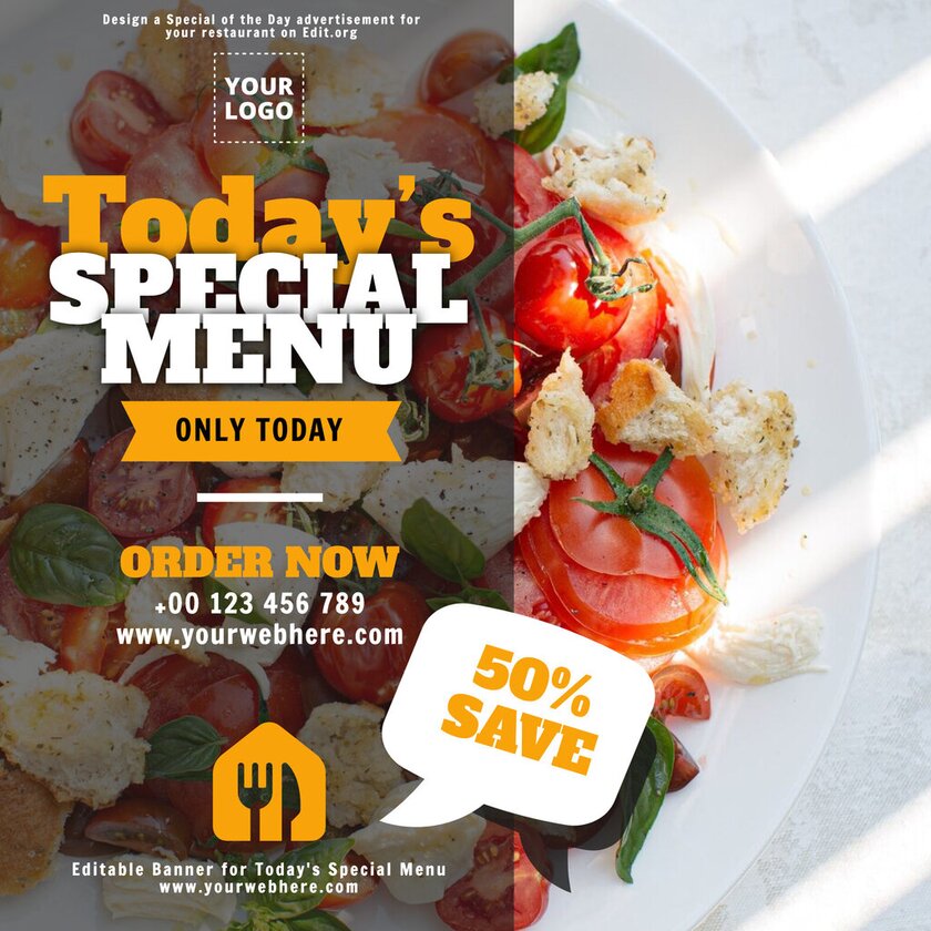 Create a free ad for restaurant's Special Menu