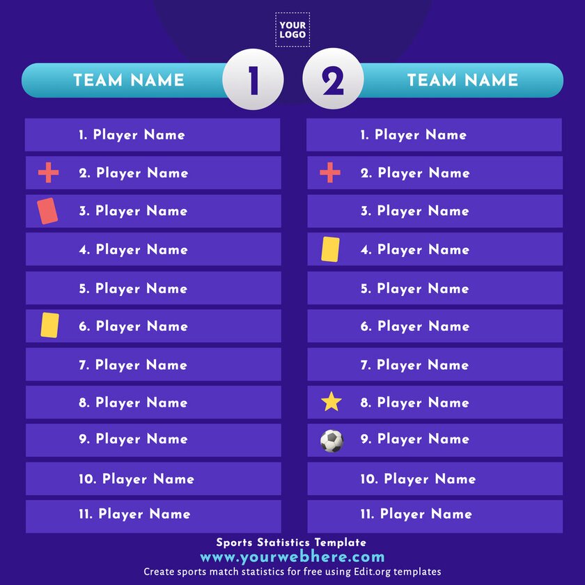 Edit Football Stat Sheet Templates