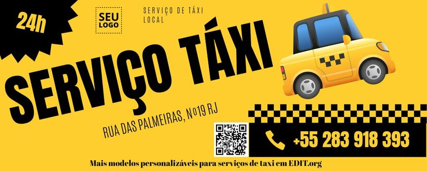 Modelo de banner editável online para anunciar Serviços de Táxi