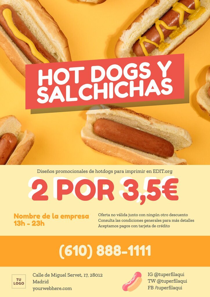 Plantillas para promociones de hot dogs