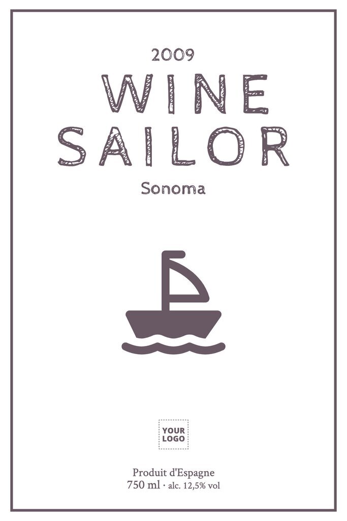 Design pour vin espagnol avec petit bateau et editable en ligne