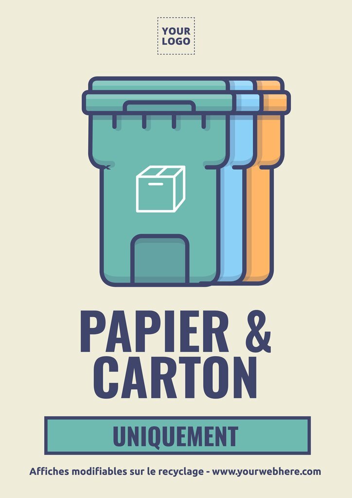 affiche modifiable de recyclage pour papier uniquement