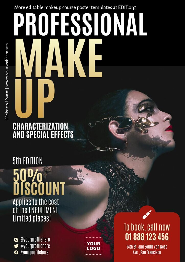 Printable posters for makeup courses