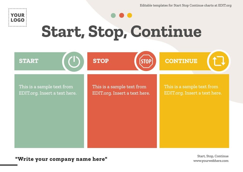 Customizable Start Stop Continue templates