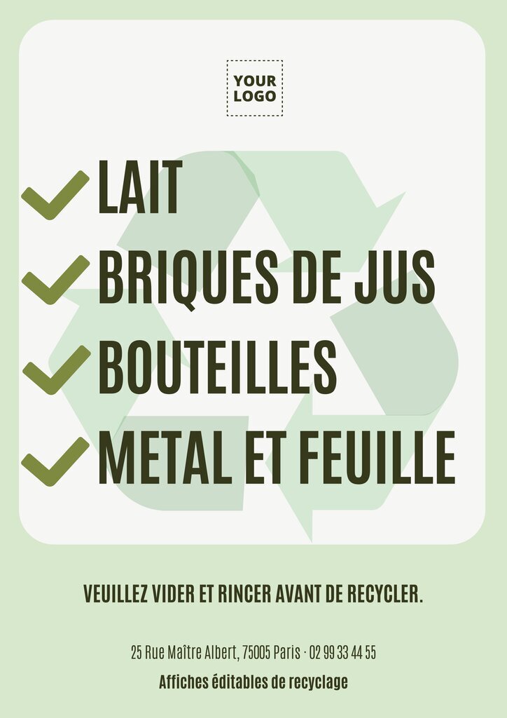 Affiches modifiables sur le thème de Réduire, Réutiliser et Recycler