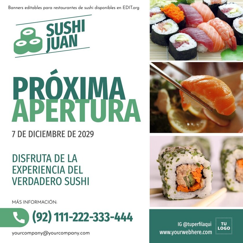 Plantilla de banner de sushi para editar online