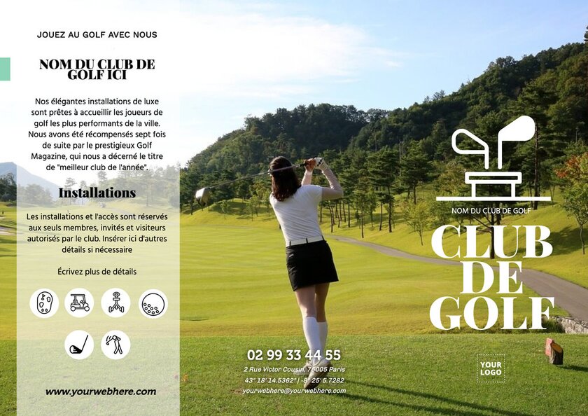 modèle en mode paysage pour club de golf avec vraie photo