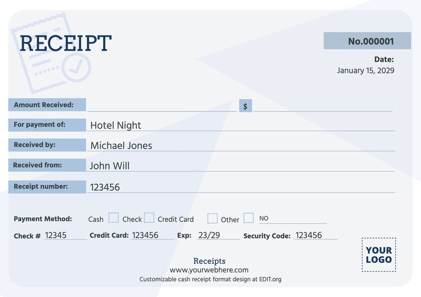 sample receipt form