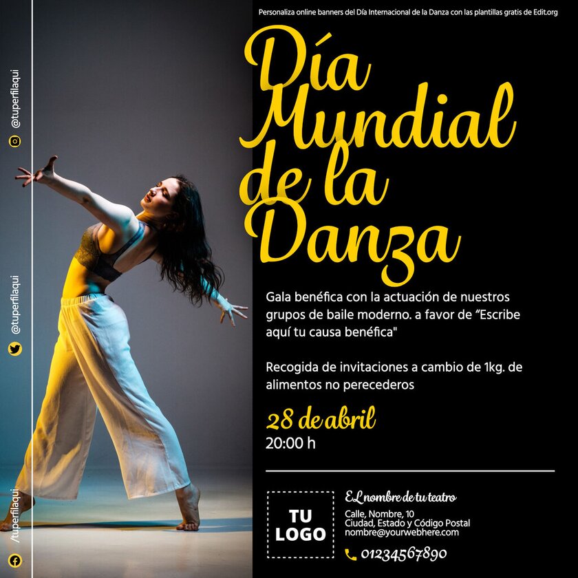 Banner gratis del Día Internacional de la Danza 10 de octubre