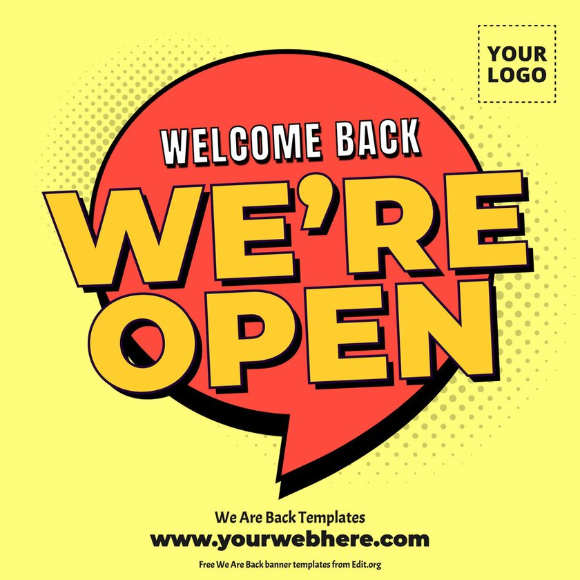 Customizable Welcome Back banner for business
