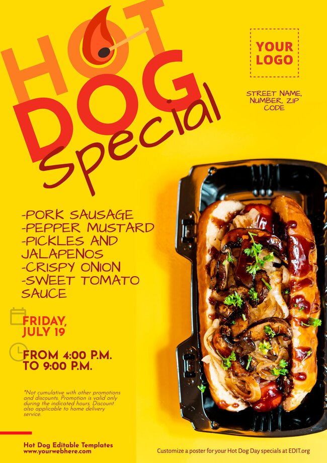 Editable National Hot dog Day posters