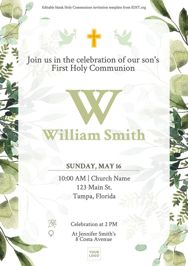 First Communion invitation Templates