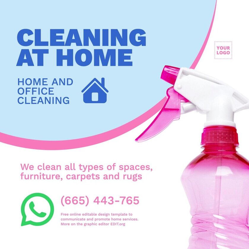 Cleaning home service banner template editable online