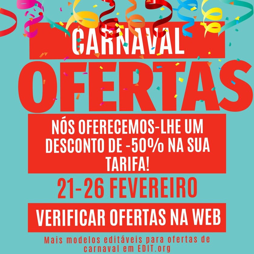 Banner on-line com descontos de 50% no Carnaval