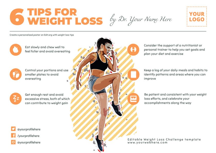 Free poster with Weight Loss tips to customize online