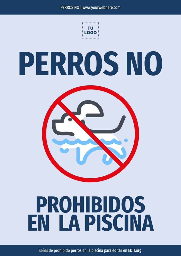 Cartel prohibido entrada animales en piscina