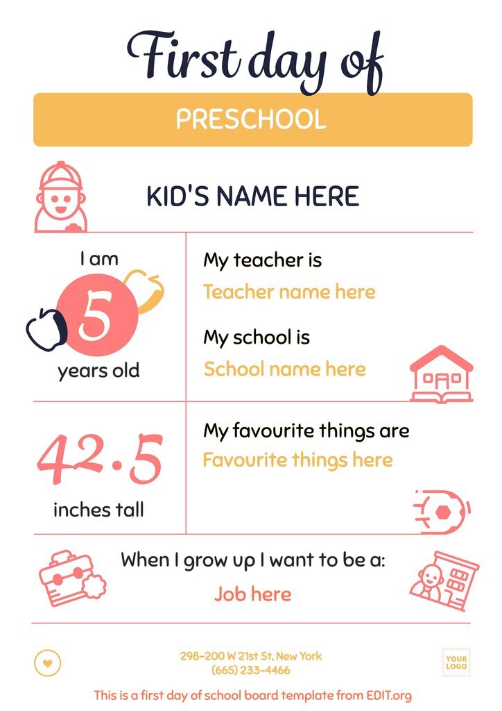 First day of school poster template