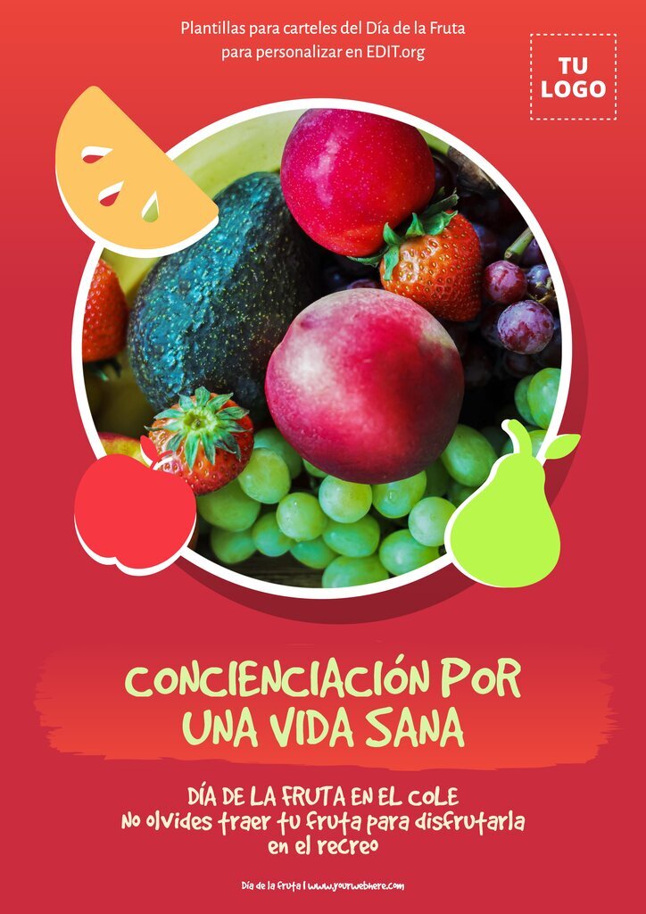 Carteles sobre vida saludable y comer fruta editables online