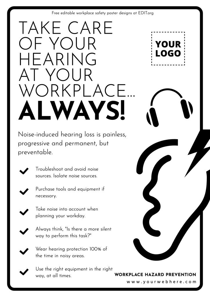 Job safety & health protection poster for noise