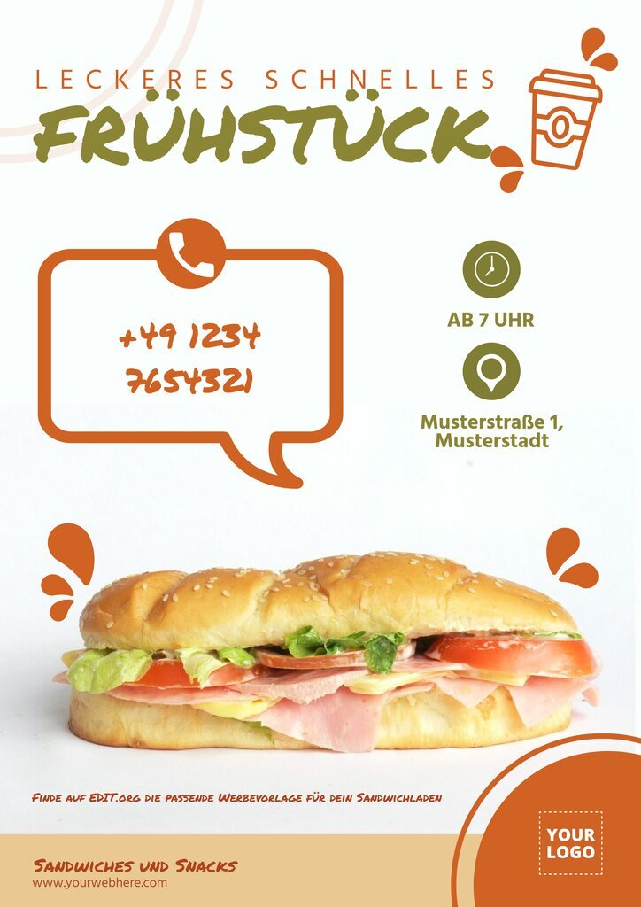 Bearbeitbare Sandwich Werbevorlagen