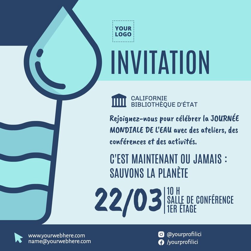 invitation pour une conférence sur la journée mondiale de l'eau