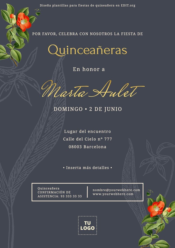 Invitaciones de Quinceañera para editar gratis
