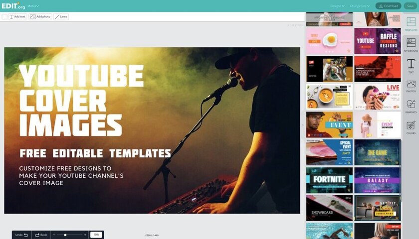 Youtube channel edit templates