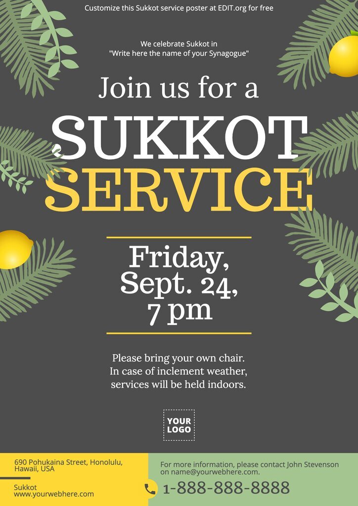 Free online Sukkot poster for service