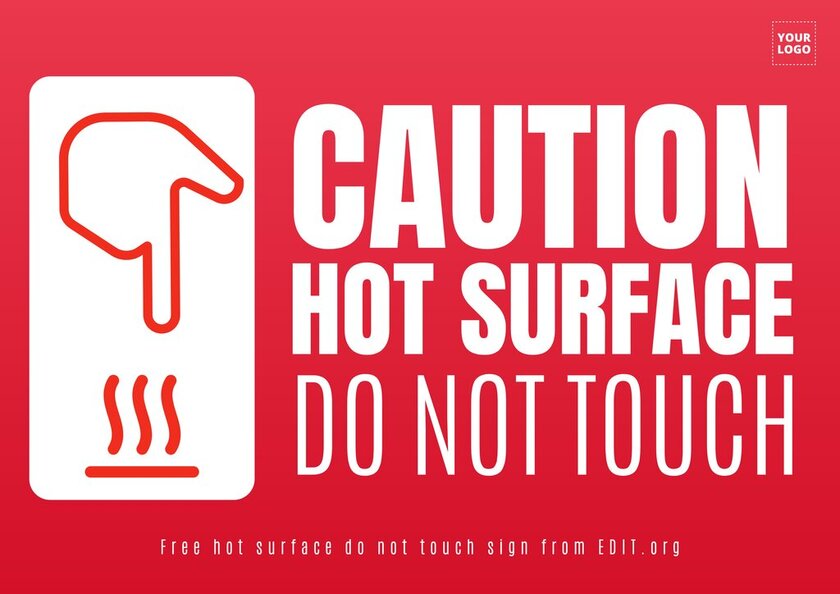 Warning hot surface do not touch sign