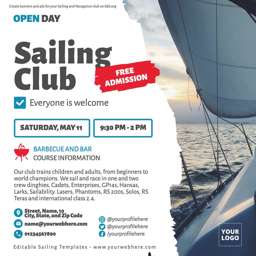 Customizable templates for Sailing classes to edit online