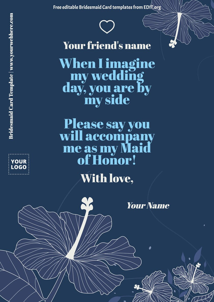 Printable will you be my bridesmaid card designs