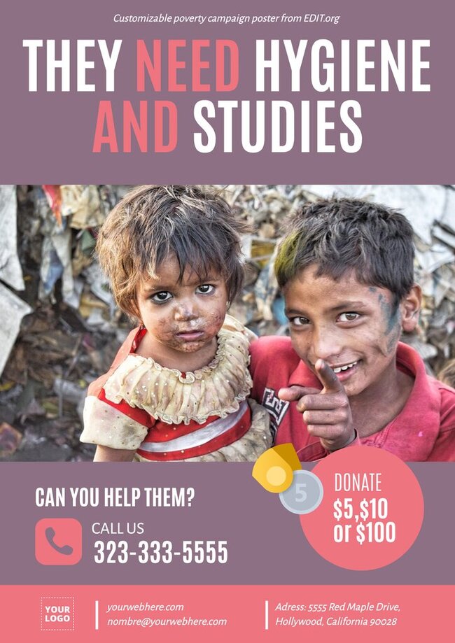 Editable Poverty Poster Templates