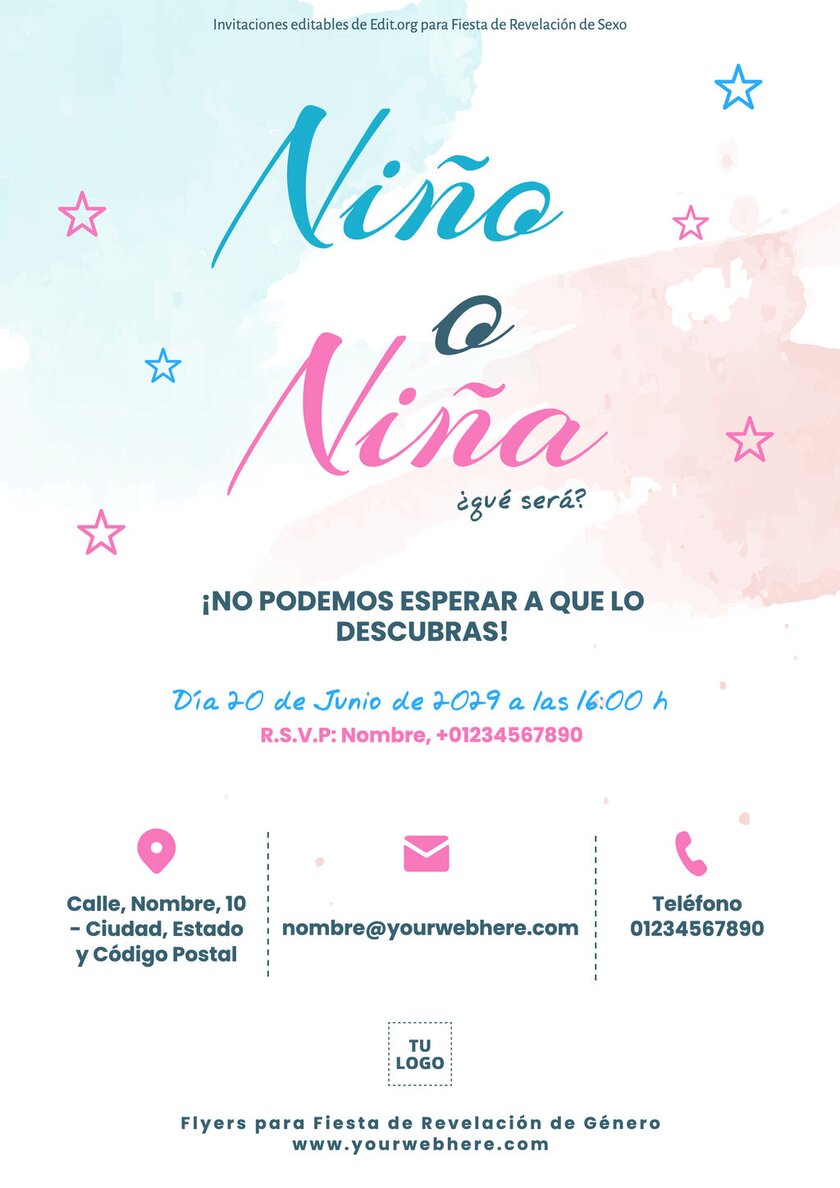 ¿niño O Niña Crea Invitaciones De Revelación De Sexoemk 3443