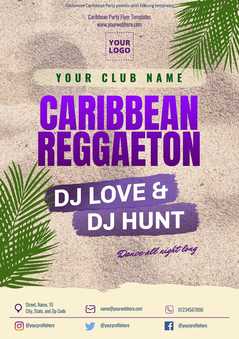 Free editable Caribbean Reggaeton party flyer template