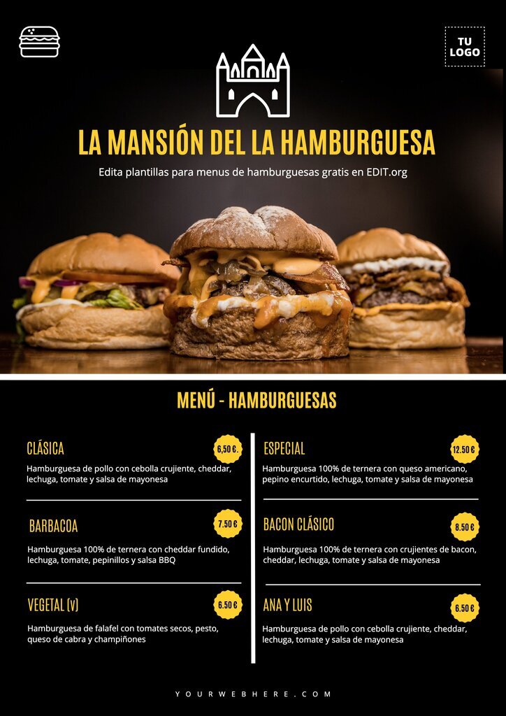 Plantillas para menus de hamburguesas gratis