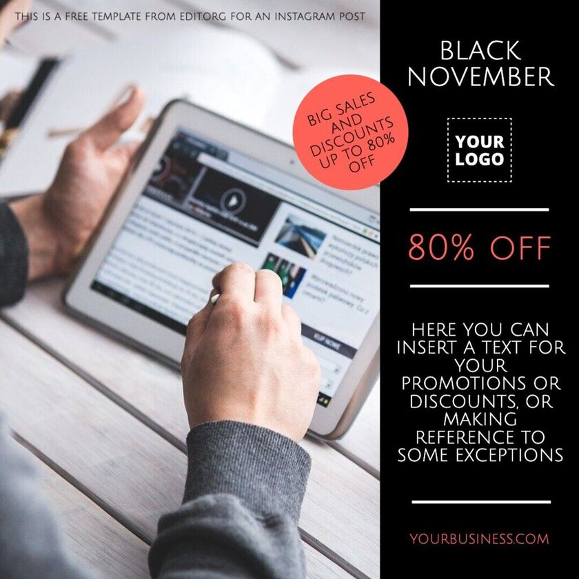 Instagram post template for Black Friday to customize for free