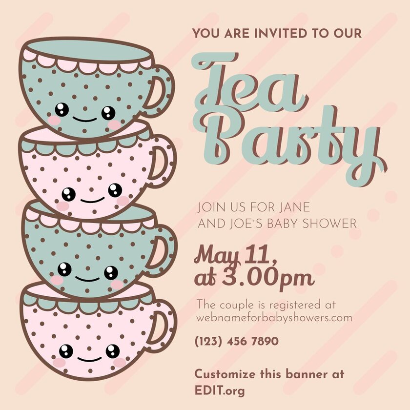 editable banner for tea parties