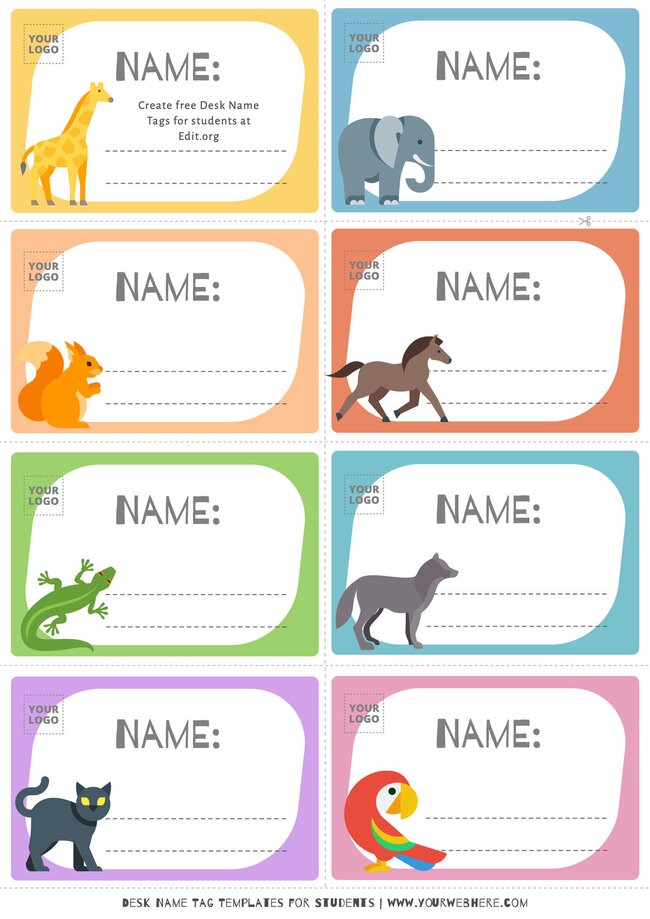 Editable Desk Name Tags For Students