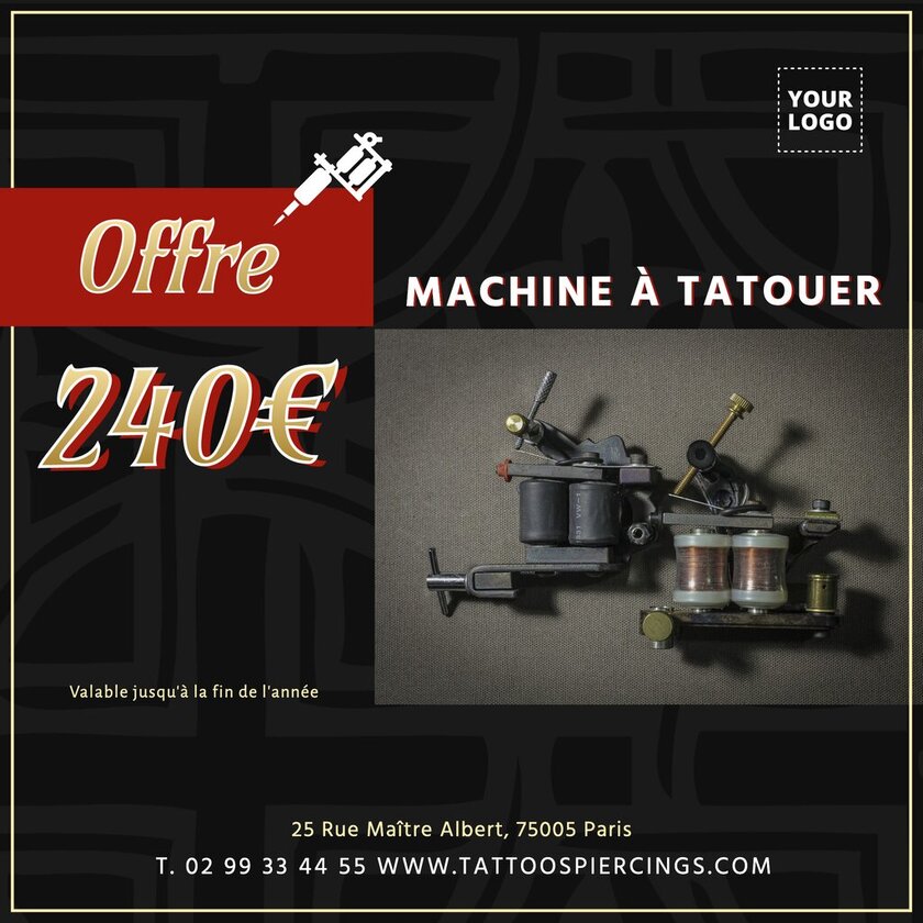 modèle éditable en ligne d'affiche pour une offre pour une machine à tatouer