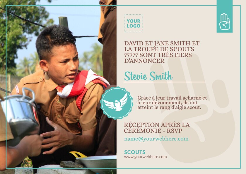 modèle de certificat marron et avec photo éditable pour scouts