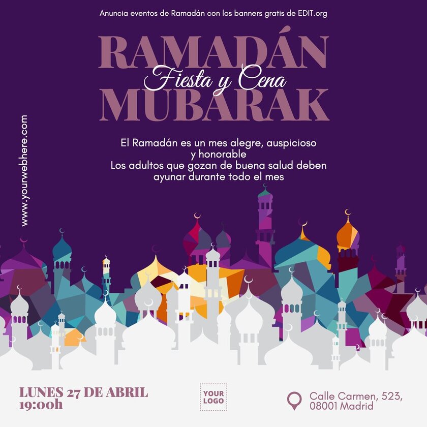 Anuncios de eventos de Ramadán para personalizar