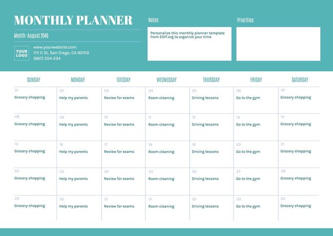 Printable Monthly Planner templates to edit online