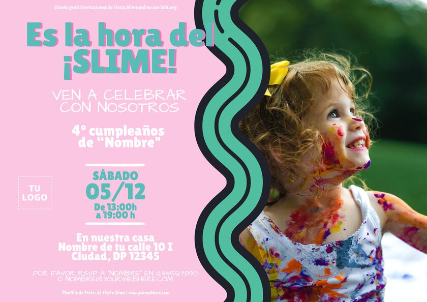 Diseña banners de fiesta de slime para invitar a amigos