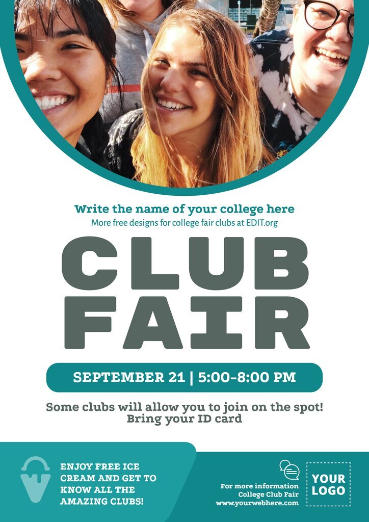Editable College Clubs fair flyer design