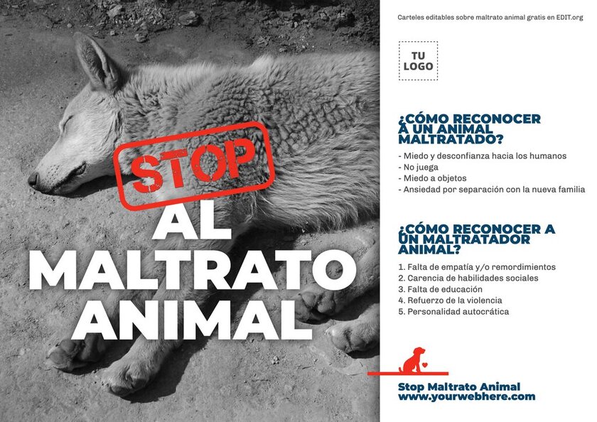 Cartel editable para campaña no al maltrato animal