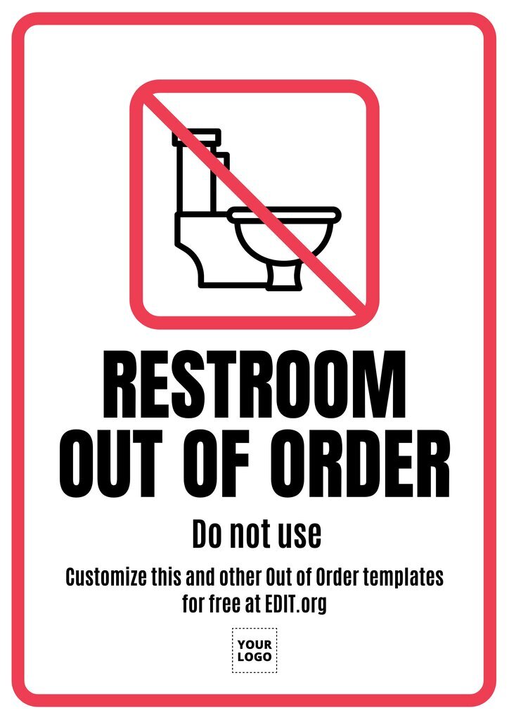 Schild 'Toilette außer Betrieb', online bearbeitbar