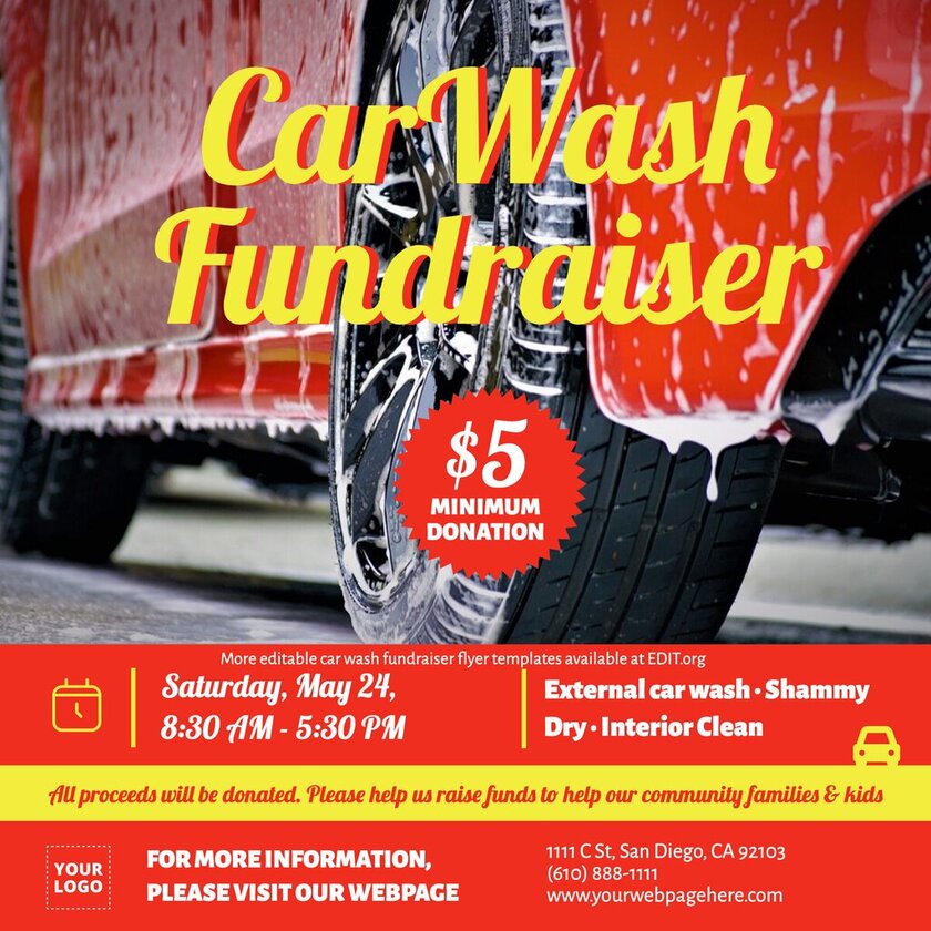 Car wash fundraising flyer template free